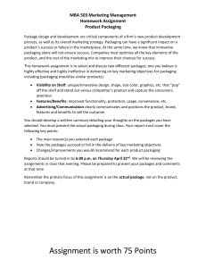 MBA 503 Marketing Management Product Packaging Homework