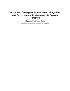 Advanced Cavitation Mitigation in Francis Turbines: A Literature Review