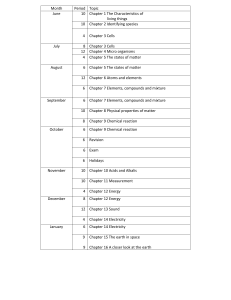 Science Curriculum Syllabus: June-February Topics