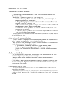 Act Like a Scientist: Chapter Outline