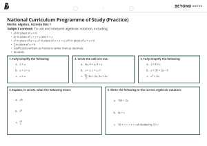 Algebra Practice Worksheet: Activity Mat 1
