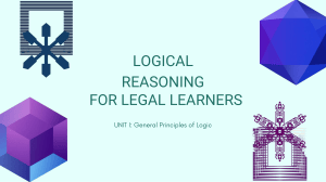 Logical Reasoning for Legal Learners: Unit I