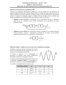 M&eacute;todos de sintonizaci&oacute;n de controladores PID - Nota Auxiliar