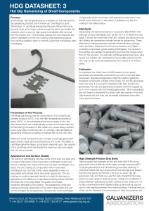 Hot Dip Galvanizing of Small Components Datasheet