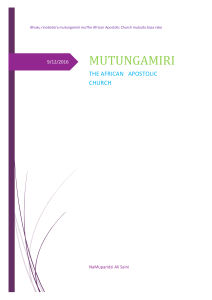 Mutungamiri: Leader of The African Apostolic Church