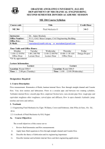 ME 304 Fluid Mechanics II Syllabus - OAU