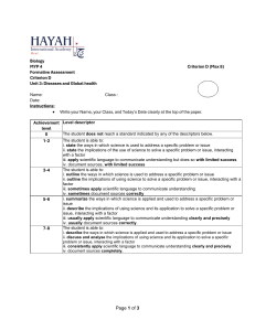 Biology MYP 4 Formative Assessment: Polio Disease Essay