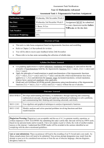 Year 12 Math Advanced Trigonometric Functions Assignment
