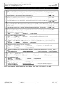 MIS107 Final Exam B: Information Systems
