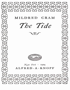 The Tide by Mildred Cram (1924 Novel)