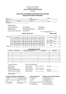 Philippines Oral Health Examination Record for School Personnel