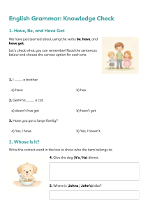 English Grammar Knowledge Check Worksheet