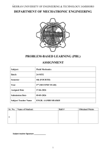 Fluid Mechanics PBL Assignment