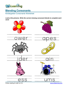 Kindergarten Consonant Blends Worksheet