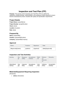 Inspection and Test Plan (ITP) Template