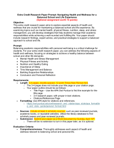 Extra Credit Research Paper Prompt: Health & Wellness Balance
