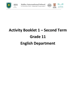 Halley International School Grade 11 English Activity Booklet 1