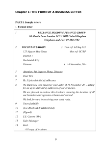 Business Letter Form: Chapter 1 Sample & Structure