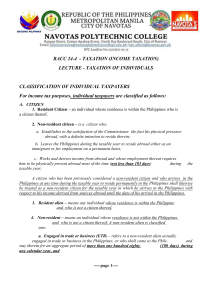 Income Taxation of Individuals Lecture Notes