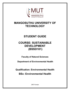 MUT Sustainable Development Student Guide (BSSD101)