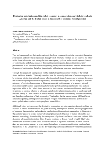 Dissipative Polarization and Global Economy: US vs Latin America