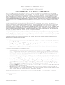 VEX Robotics Competition Consent Form 2023
