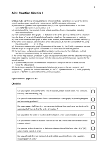 AC1: Reaction Kinetics I Syllabus & Study Guide
