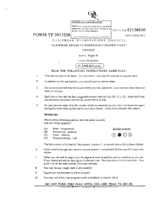CAPE Physics Unit 1 Paper 01 May/June 2013