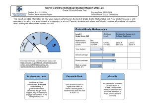 North Carolina Grade 3 Math Test Report 2023-24