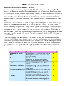 CSWP 935 Assignment: Marginalization and Resistance Paper