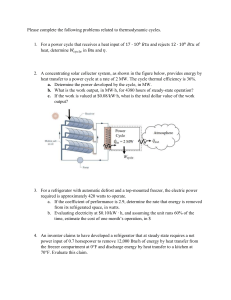 Thermodynamic Cycles Problem Set