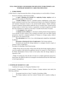 Vietnam Work Permit & Temporary Residence Card Procedures