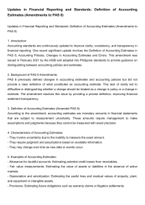 PAS 8 Amendments: Definition of Accounting Estimates