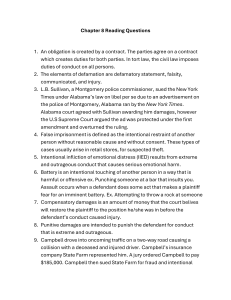 Chapter 8 Reading Questions on Tort Law