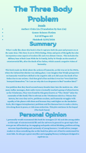 The Three Body Problem Book Summary