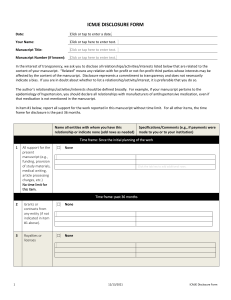 ICMJE Disclosure Form for Manuscript Submissions
