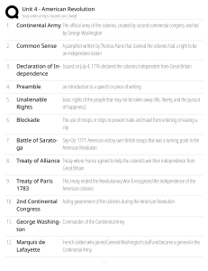 American Revolution Study Guide