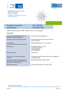 European Technical Assessment: fischer Bolt Anchor FAZ II Plus