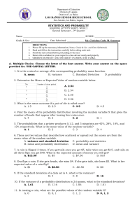 Statistics and Probability Learning Activity Sheet Week 2 High School