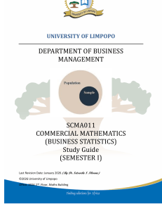SCMA011 Commercial Mathematics Study Guide