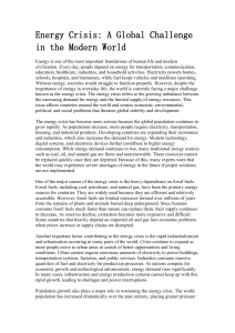 Energy Crisis: A Global Challenge