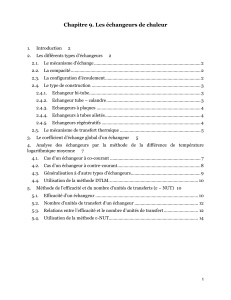 Chapitre 9 : &Eacute;changeurs de chaleur &ndash; Types et Analyse