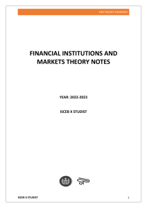 Financial Institutions and Markets Theory Notes 2022-2023