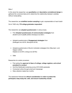 Research Methodology: Correlational Study Design
