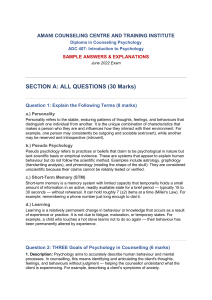 ADC 407 Psychology Sample Answers & Explanations