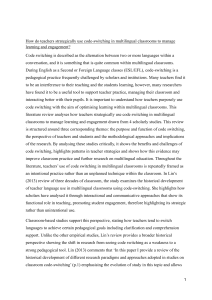 Strategic Code-Switching in Multilingual Classrooms: Literature Review