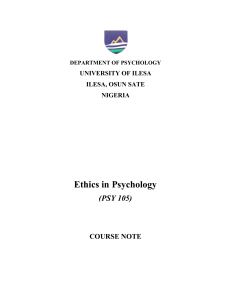 Ethics in Psychology Course Note