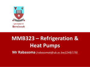 MMB323 Refrigeration & Heat Pumps Course Notes