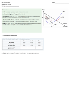 Microeconomics Calculating Profits Worksheet