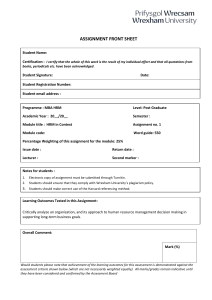 Wrexham University MBA HRM Assignment Front Sheet